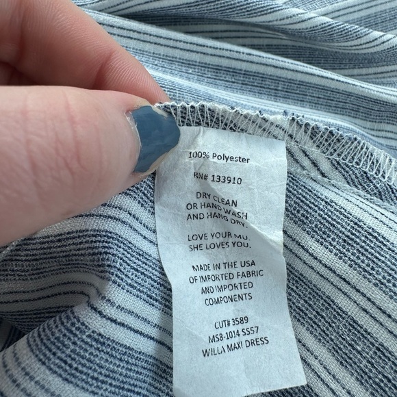 Show Me Your Mumu navy and white striped off the shoulder maxi dress. Size L - Picture 11 of 11